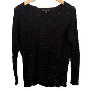Rock & Republic Women’s Gold Lurex Thread Dream Melodies Black Sweater Size Sm